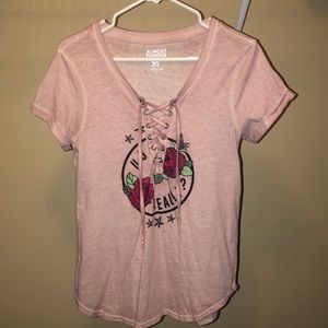 Rose graphic tee with lace up
